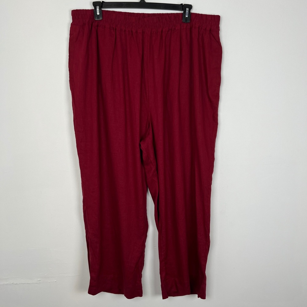 Universal Standard Cropped Pull-On Pants in Deep Wine Red